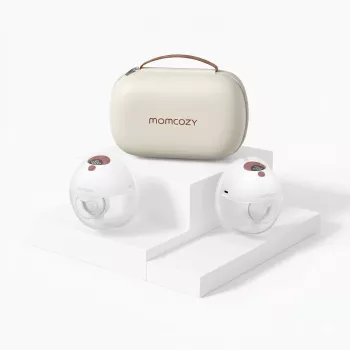 Momcozy M5 Bomba de leite inteligente vestível – Bomba de leite de concha, controlo por app, sem fios, dupla, vermelho