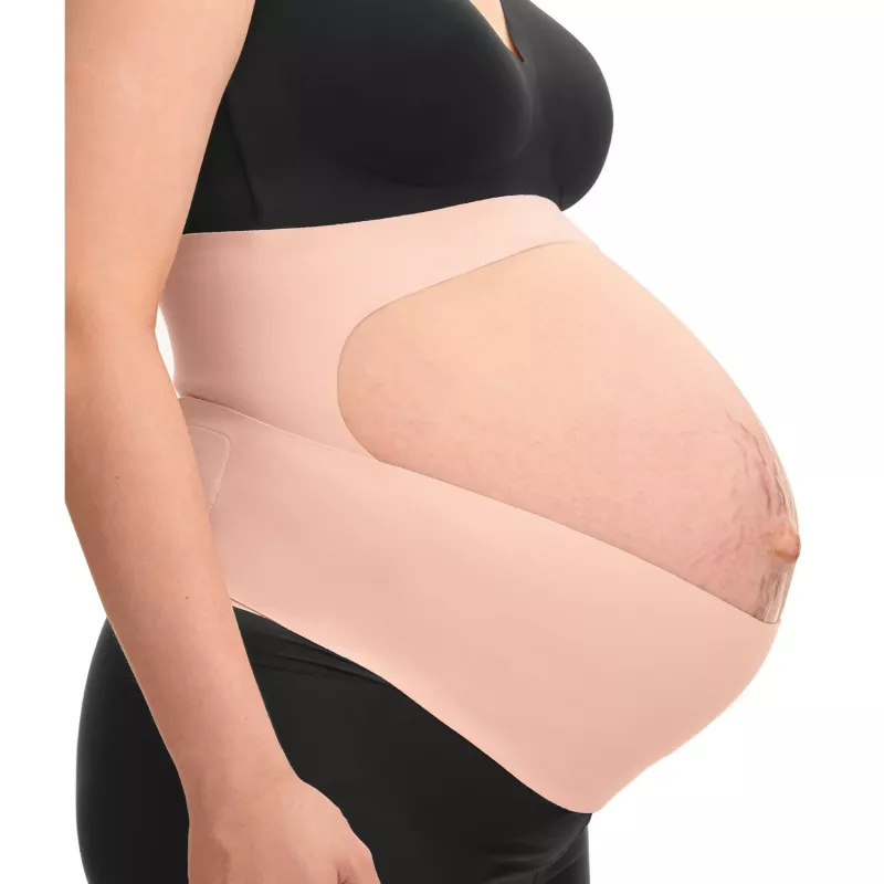 Momcozy Faixa de Gravidez para Barriga (L) - Nude, cinto de suporte de gravidez confortável e de suporte