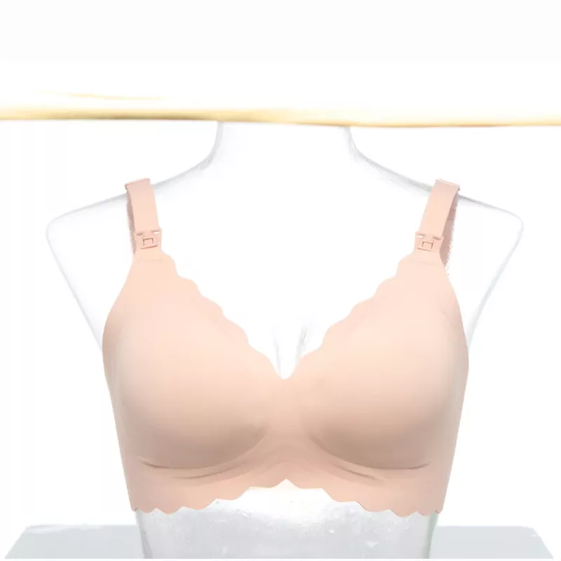 Momcozy YN46 Sutiã de Amamentação Sem Costuras com Padrão Floral e Suporte Push-up Bege Tamanho M