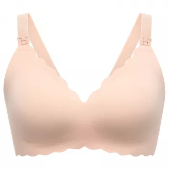 Momcozy YN46 Sutiã de Amamentação Sem Costuras com Padrão Floral e Suporte Push-up Bege Tamanho M