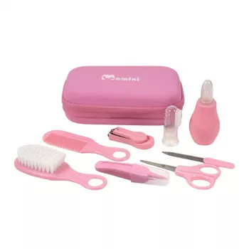 MOMINI Conjunto de Cuidados para Bebé Pinky - Conjunto de 10 Peças para Recém-Nascido com Estojo de Viagem