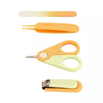 Momini Conjunto de Cuidados com as Unhas do Bebé Sunny - Lima Elétrica para Unhas de Bebé com 6 Cabeças de Lixar, 2 Velocidades, Luz LED, Branco/Amarelo