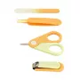 Momini Conjunto de Cuidados com as Unhas do Bebé Sunny - Lima Elétrica para Unhas de Bebé com 6 Cabeças de Lixar, 2 Velocidades, Luz LED, Branco/Amarelo