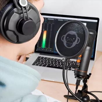 Microfone condensador USB Monkey Banana MICO BK para estúdio e podcasting