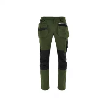 MonterXXL calças de trabalho para homem com 9 bolsos, bolsos para joelheiras, reforço Oxford 600D, cintura ajustável, preto/cinzento, tamanho XXL
