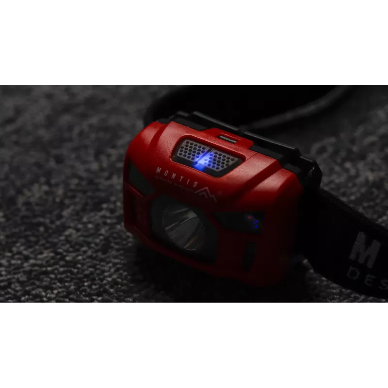 Lanterna de cabeça recarregável Montis MT002 com sensor de movimento, vermelho/preto