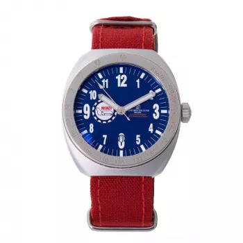Relógio unissexo Montres de Luxe quartzo 42 mm caixa de aço inoxidável mostrador azul pulseira de couro 09MON-ALKZBLU