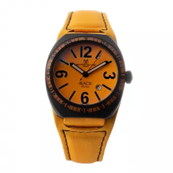 Relógio unissexo MONTRES DE LUXE 09BK-2502 40mm aço inoxidável pele preta