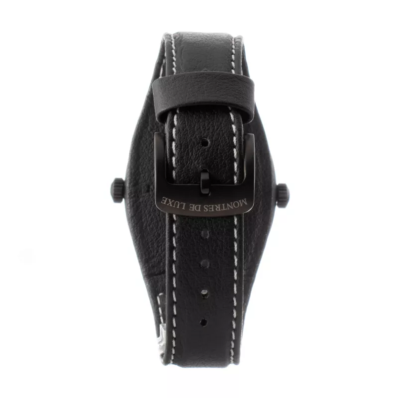 Relógio MONTRES DE LUXE Unisex 09BK-3003 40mm quartzo analógico aço inoxidável pele preta