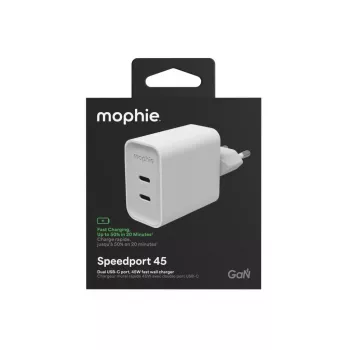Carregador de parede Mophie ROC GaN 45W com duplo USB-C - branco