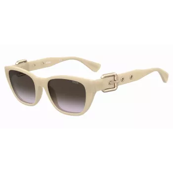 MOSCHINO MOS130-S-SZJ Óculos de sol para mulher Havana Acetato armação quadrada lentes castanhas degradê 55mm