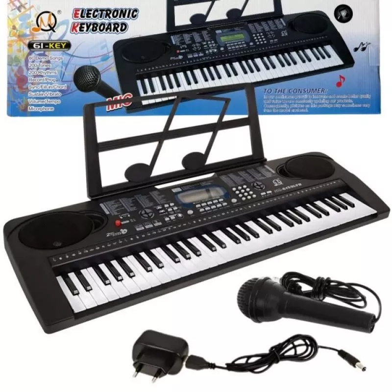 MQ 6159 UFB Teclado didático de 61 teclas para crianças com microfone