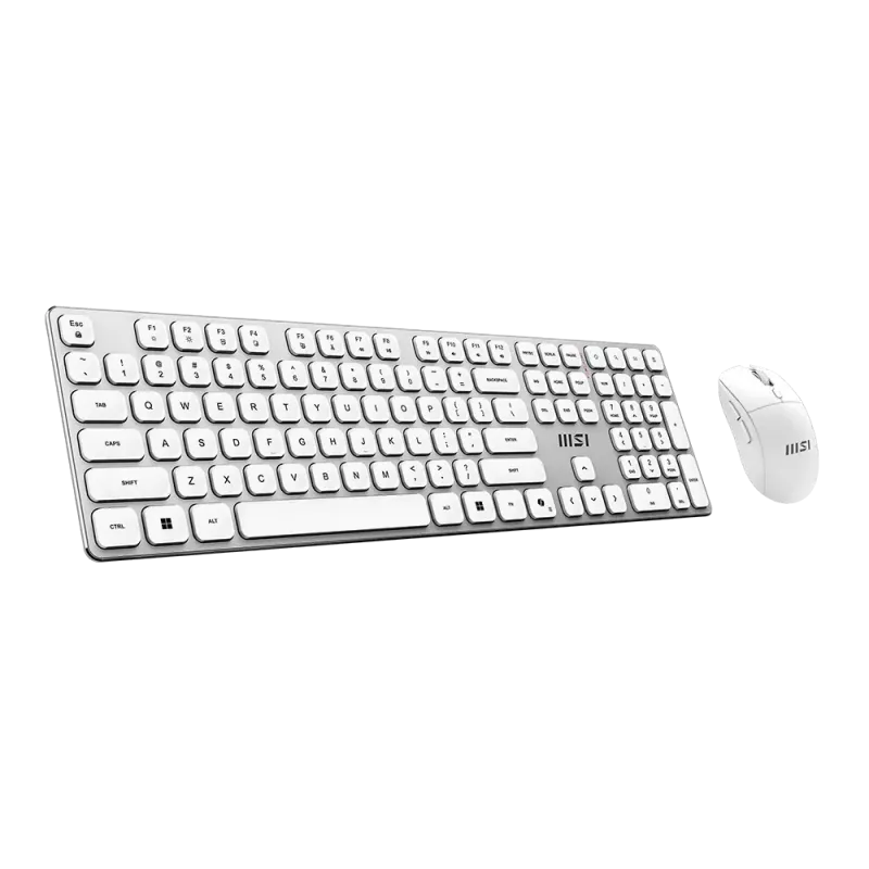 MSI Forge K210 Wireless Combo White US - Conjunto de teclado e rato