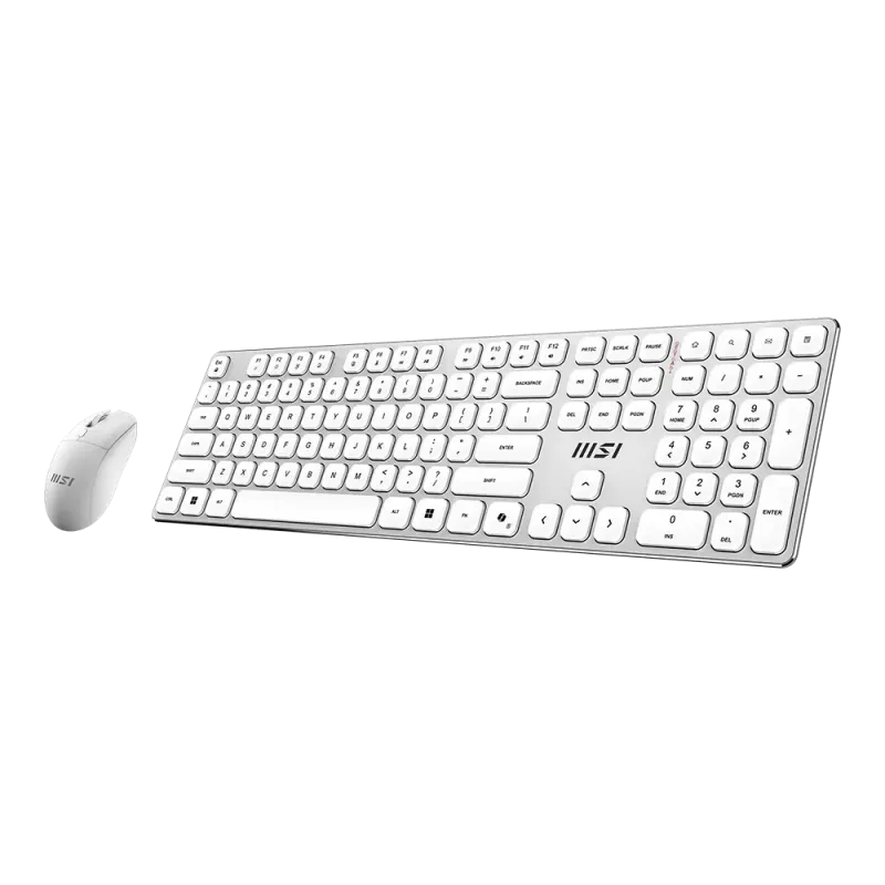 MSI Forge K210 Wireless Combo White US - Conjunto de teclado e rato
