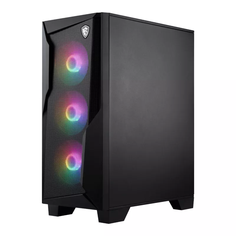 Caixa de gaming mid-tower ATX MSI MAG FORGE 130A Airflow - preto, vidro temperado, 4 ventoinhas ARGB