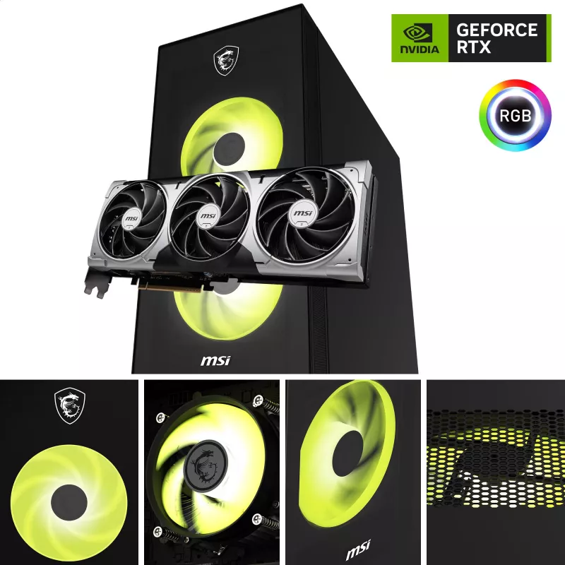 MSI MAG Infinite S AI 2nd 2NVM5-003AT PC de Secretária Gaming - Intel Core Ultra 5 225F, RTX 5060 Ti, 16GB DDR5, 1TB SSD, Windows 11 Home, preto/transparente
