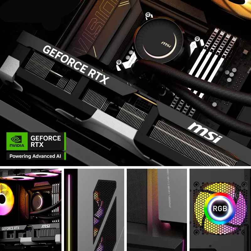 MSI MEG Vision X AI 2NVV9-285AT PC de secretária (preto/transparente, Windows 11 Home)