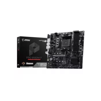 Placa-mãe MSI PRO B550M-P, AMD AM4, B550, Micro-ATX, 4x DDR4, 128GB máx., Dual M.2, Gigabit LAN