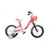 Bicicleta de montanha para rapariga 14 polegadas – Bicicleta infantil leve em alumínio com travão de contrapedal, travão V, rodas de apoio, guarda-lamas, campainha e descanso – rosa
