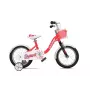 Bicicleta de montanha para rapariga 14 polegadas – Bicicleta infantil leve em alumínio com travão de contrapedal, travão V, rodas de apoio, guarda-lamas, campainha e descanso – rosa