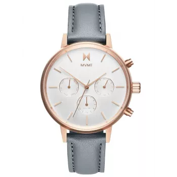 MVMT Relógio Nova Chrono para mulher 38mm ouro rosa aço inoxidável pele verde D-FC01-RGGR