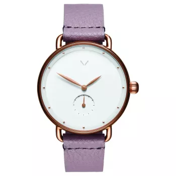 Relógio MVMT mulher Nova Chrono D-FR01-RGPU 36mm ouro rosa aço inoxidável pele roxa