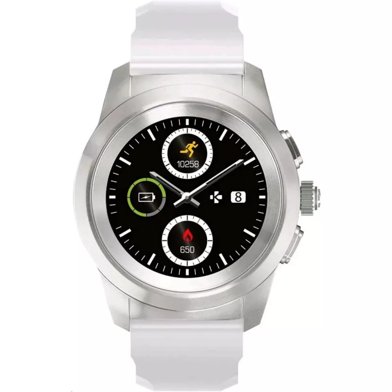 Smartwatch MyKronoz ZeTime prateado/branco, silicone, plano