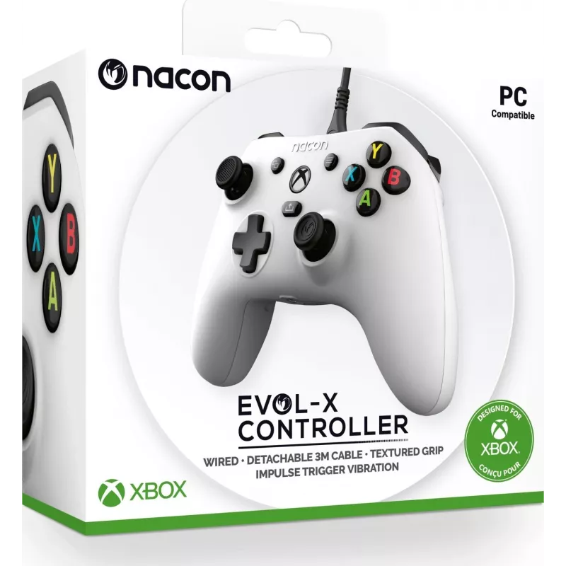 Comando com fios Nacon EVOL-X para Xbox Series X|S, Xbox One, PC - branco