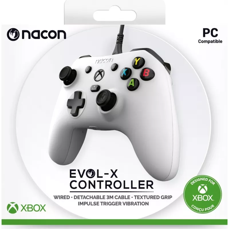 Comando com fios Nacon EVOL-X para Xbox Series X|S, Xbox One, PC - branco