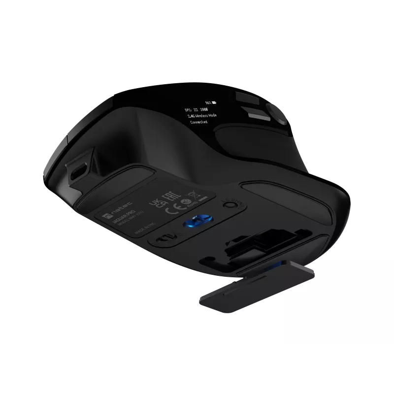 Rato gaming sem fios Natec Jaguar Pro, 2,4 GHz + Bluetooth, 4000 DPI, Preto