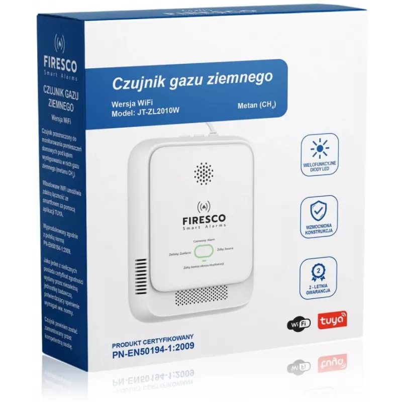 Sensor de gás natural Firesco JT-ZL2010W WiFi Tuya Smart Life