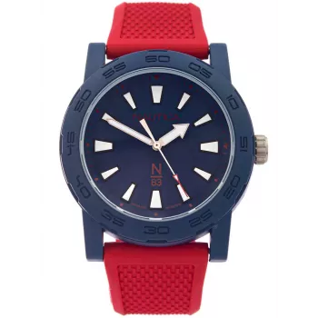 Relógio de quartzo analógico Nautica Atlantic para homem NAPATF204 mostrador azul bracelete de silicone azul 42,5mm