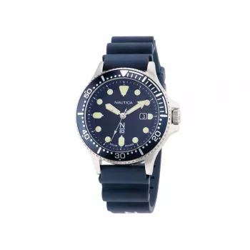 Relógio Nautica Coral Bay homem mergulho NAPCBS304 43mm pulseira de silicone azul