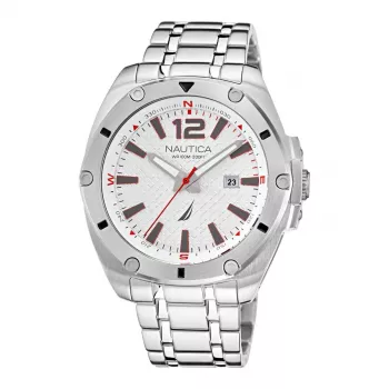 Nautica Relógio de homem Accra Beach quartzo analógico NAPTCS221 44mm mostrador preto bracelete de silicone
