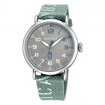 Relógio de homem Nautica NAPLSF019 analógico quartzo aço inoxidável 40mm mostrador azul