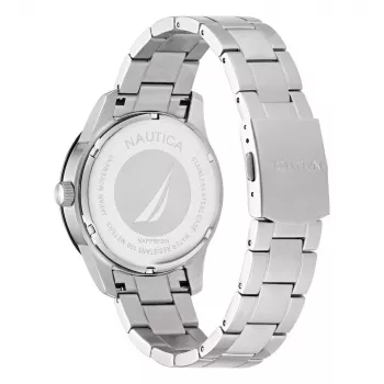 Relógio de quartzo analógico de homem NAUTICA NAPPBF201 com mostrador azul e pulseira de silicone azul, 42 mm