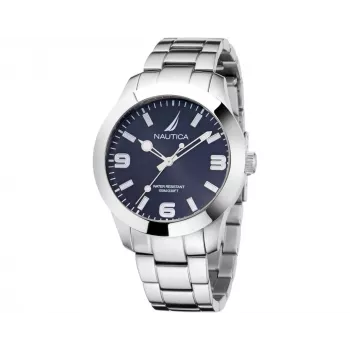 Relógio de quartzo analógico de homem NAUTICA NAPPBF201 com mostrador azul e pulseira de silicone azul, 42 mm