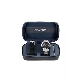Relógio cronógrafo de quartzo de homem Nautica NAPPBF205 42mm azul silicone