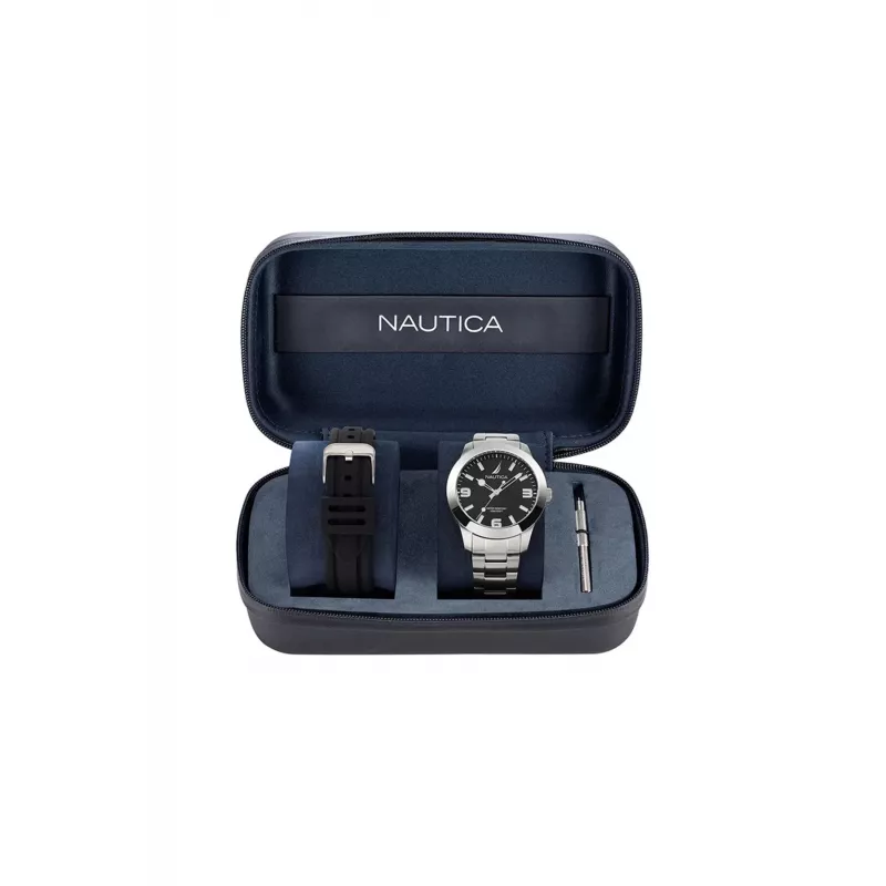 Relógio cronógrafo de quartzo de homem Nautica NAPPBF205 42mm azul silicone