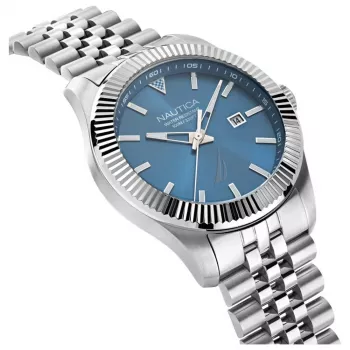 Relógio de quartzo analógico de homem Nautica NAPPBS248 43mm mostrador preto bracelete de silicone