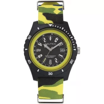 Relógio de homem NAUTICA NAPSRF007 de inspiração mergulhador, mostrador azul, bracelete de silicone azul, 46 mm