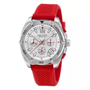 Nautica relógio de homem Pacific Beach cronógrafo mostrador azul bracelete de silicone NAPTCF205