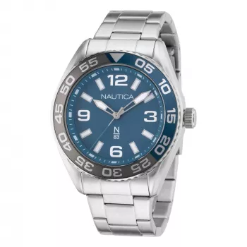 Nautica Relógio de homem quartzo analógico NAPFWS307 44 mm mostrador azul bracelete de silicone azul