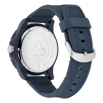 Nautica Relógio cronógrafo de quartzo de homem NAPFWS302 45 mm mostrador azul bracelete de silicone