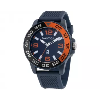 Nautica Relógio cronógrafo de quartzo de homem NAPFWS302 45 mm mostrador azul bracelete de silicone