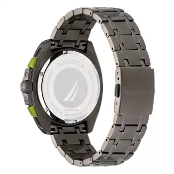 Relógio de quartzo Nautica para homem NAPTCF210 44mm aço inoxidável mostrador azul bracelete de silicone