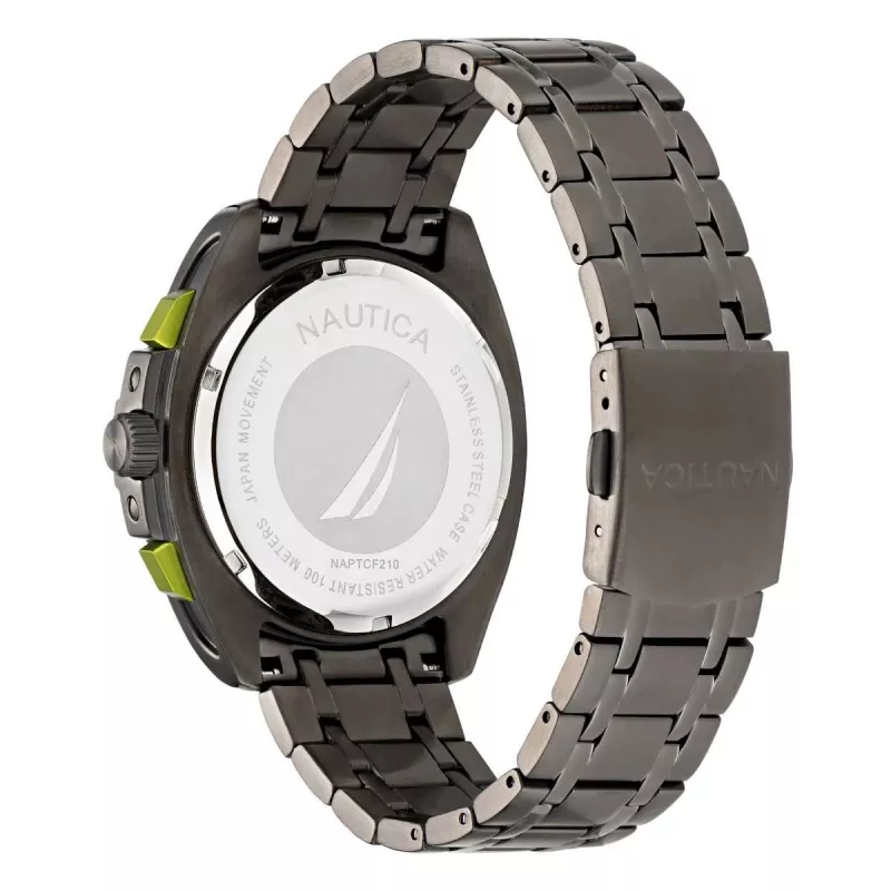 Relógio de quartzo Nautica para homem NAPTCF210 44mm aço inoxidável mostrador azul bracelete de silicone