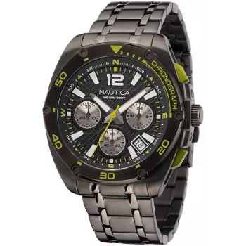 Relógio de quartzo Nautica para homem NAPTCF210 44mm aço inoxidável mostrador azul bracelete de silicone