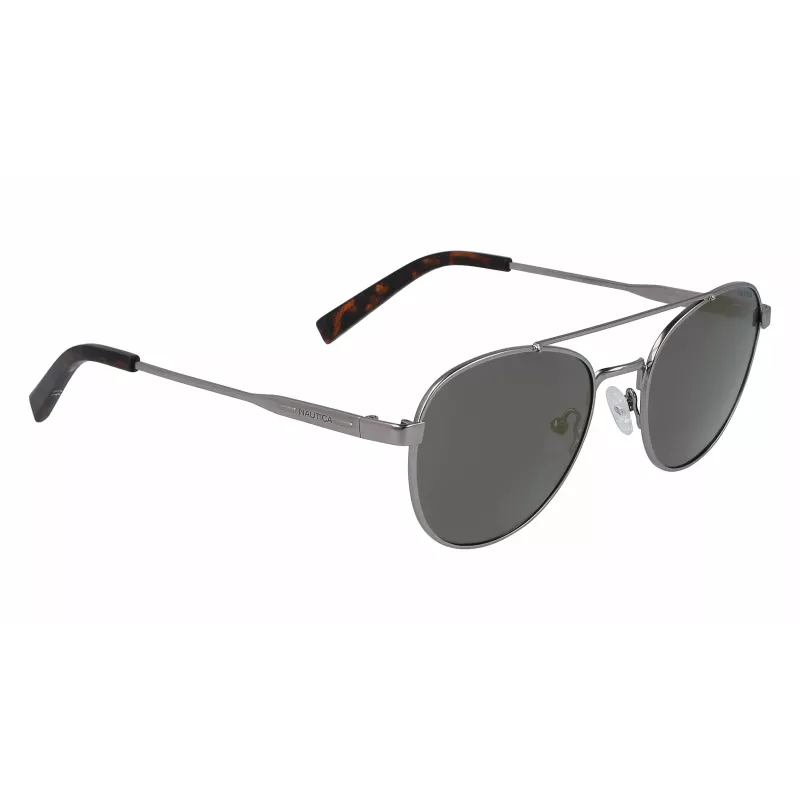 Nautica N4641SP-030 Óculos de sol retangulares para homem, armação preta mate, lentes cinzentas, 53 mm