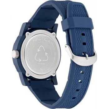 Relógio de quartzo analógico de homem Nautica NAPATS301 42,5mm Mostrador azul Bracelete de silicone